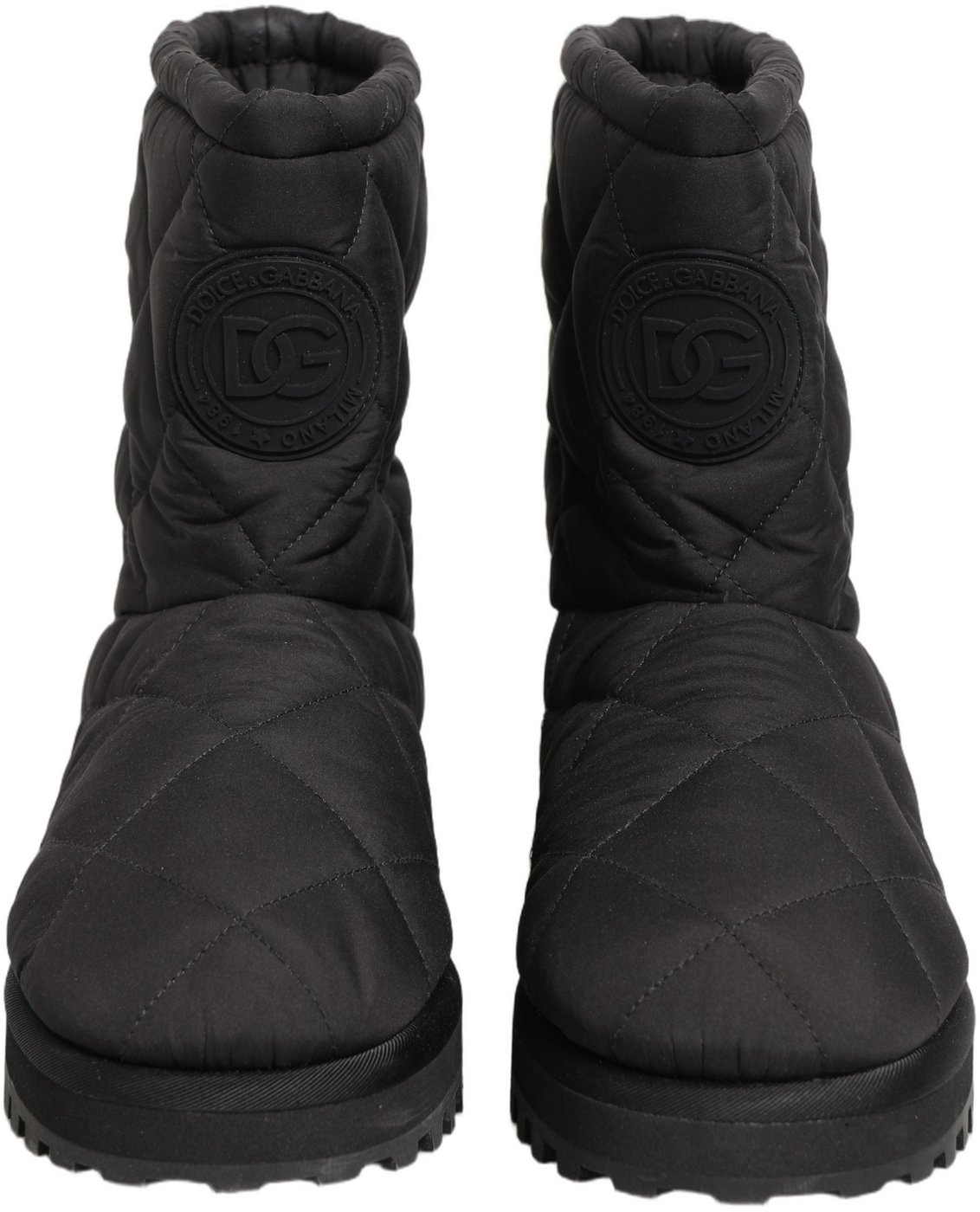 Dolce & Gabbana Black Quilted Effect Mid Calf Boots Shoes