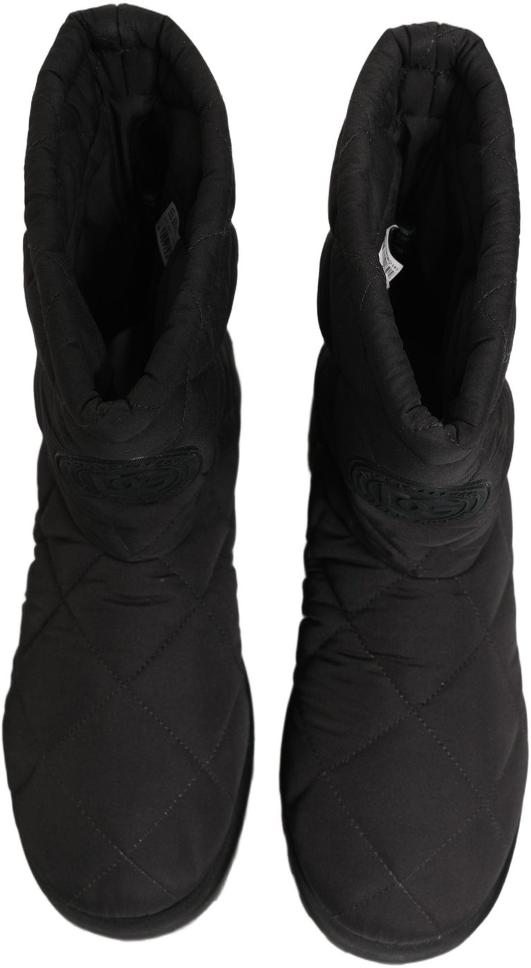 Dolce & Gabbana Black Quilted Effect Mid Calf Boots Shoes