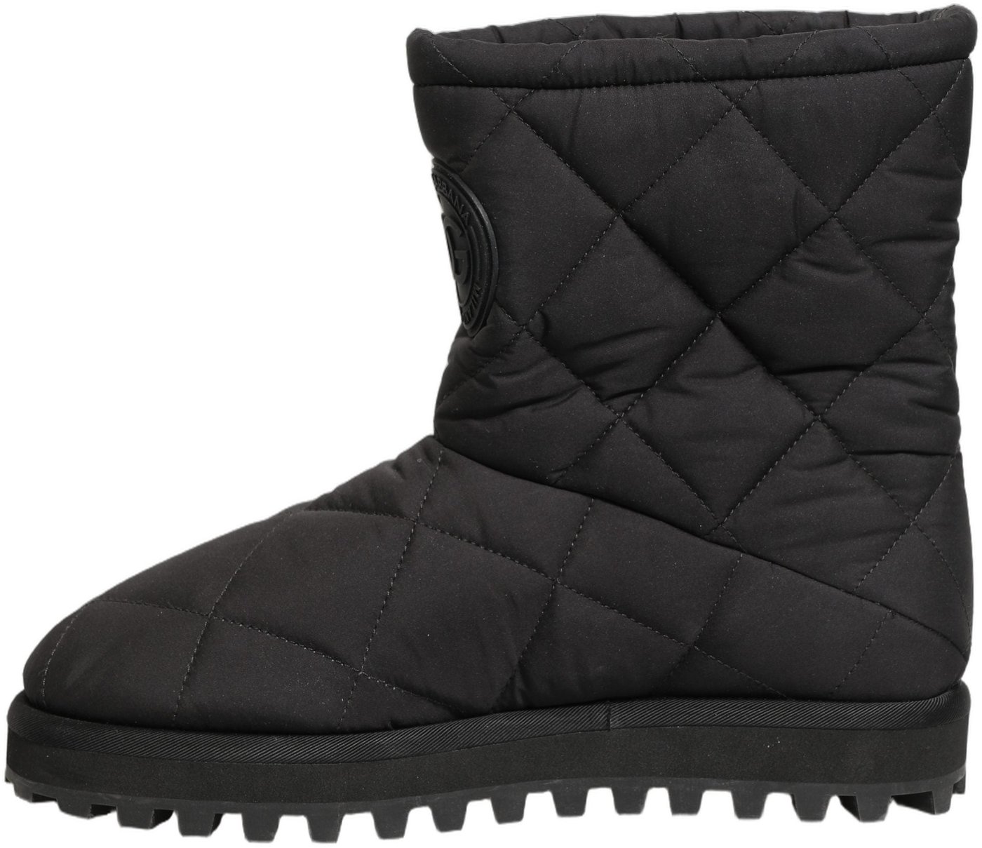 Dolce & Gabbana Black Quilted Effect Mid Calf Boots Shoes
