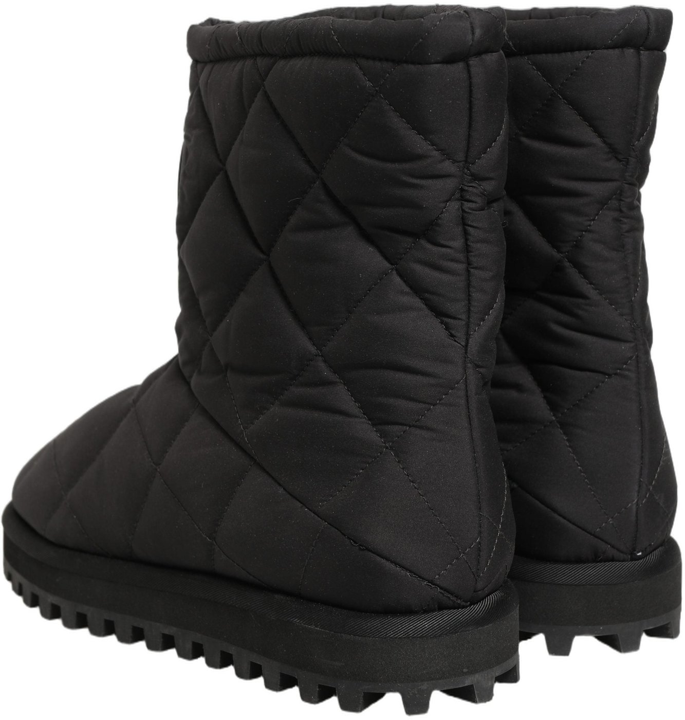 Dolce & Gabbana Black Quilted Effect Mid Calf Boots Shoes