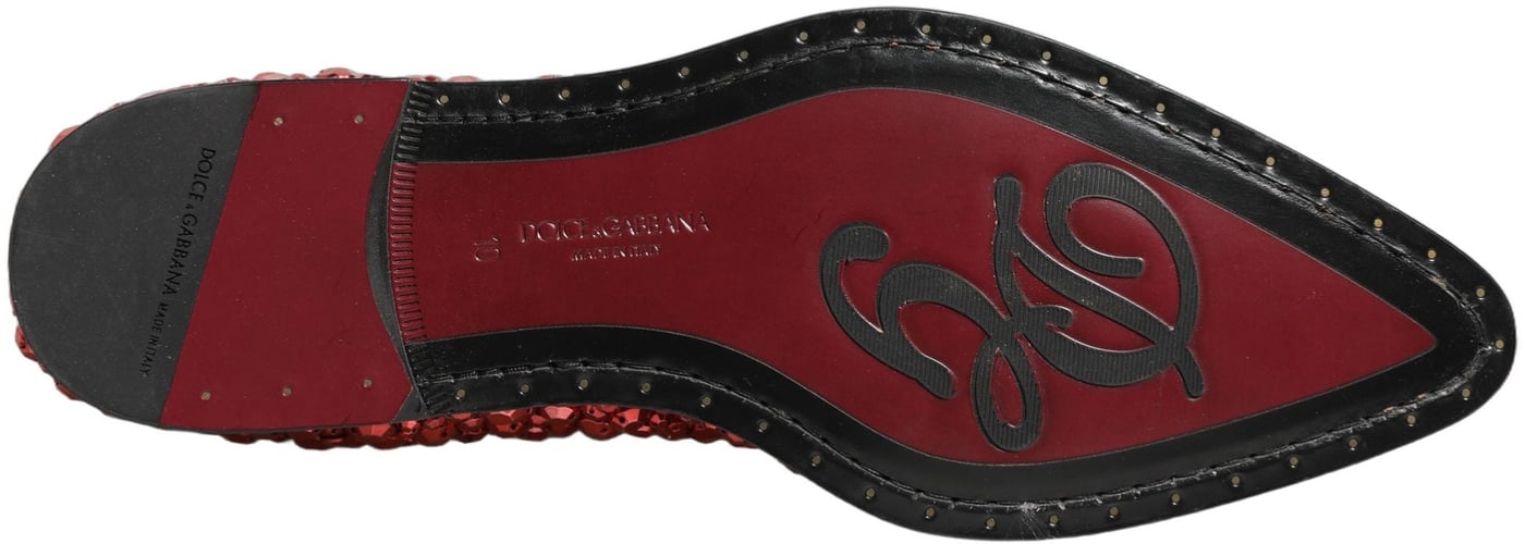 Dolce & Gabbana Red Embellished Chelsea Ankle Boots Shoes