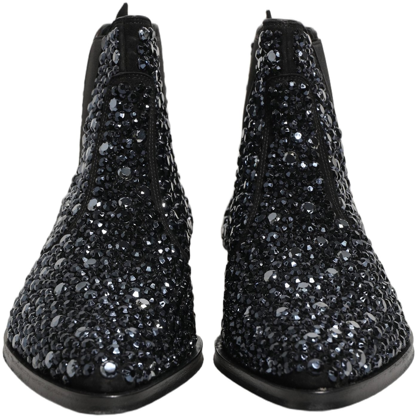 Dolce & Gabbana Black Embellished Chelsea Ankle Boots Shoes
