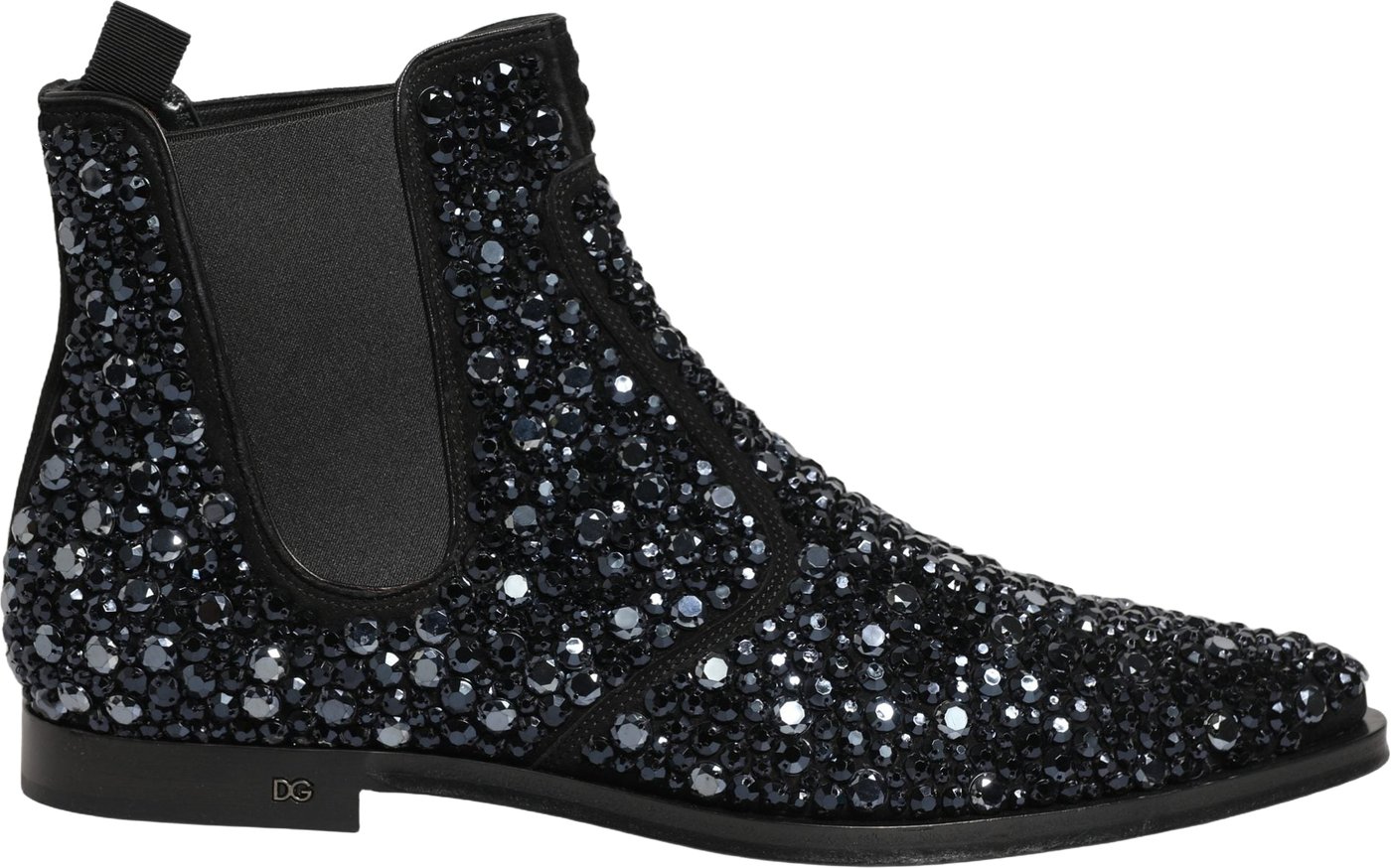 Dolce & Gabbana Black Embellished Chelsea Ankle Boots Shoes