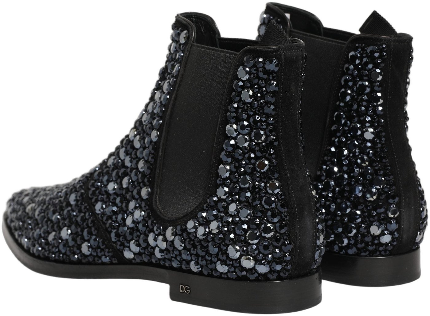 Dolce & Gabbana Black Embellished Chelsea Ankle Boots Shoes