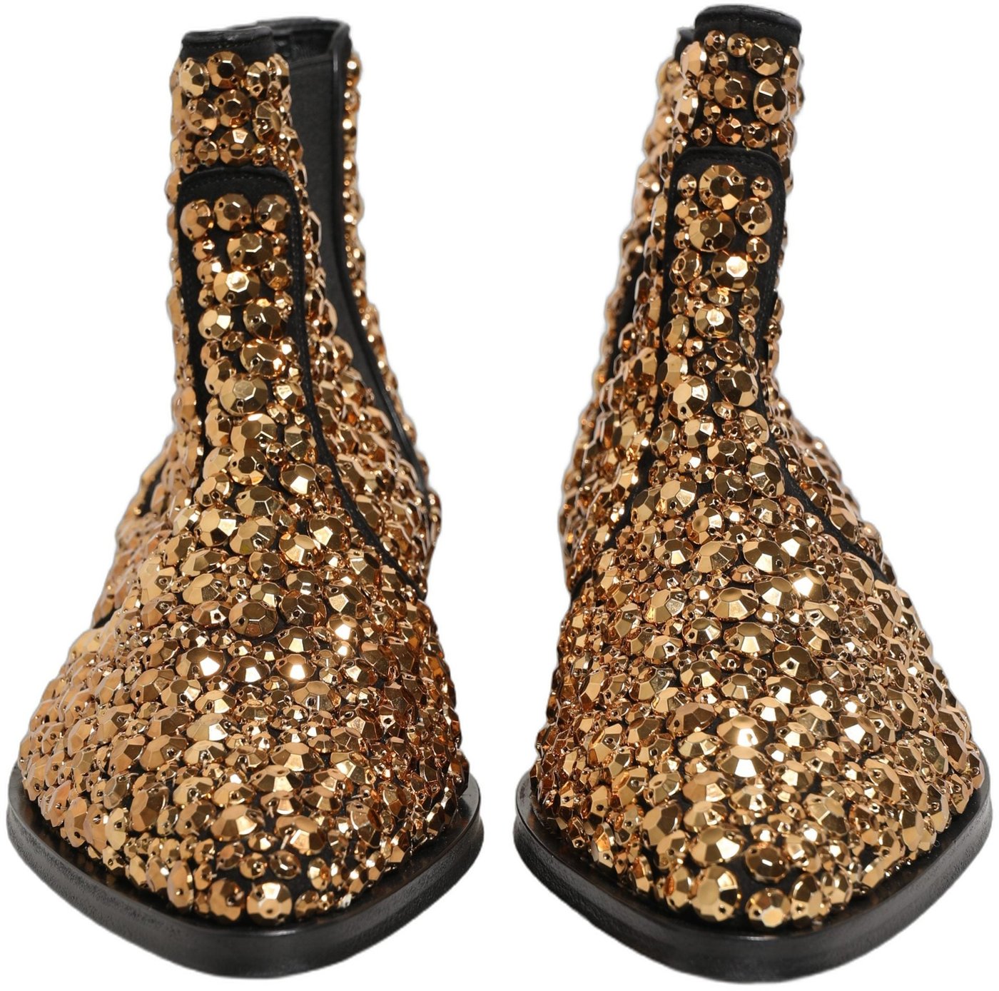 Dolce & Gabbana Gold Embellished Chelsea Ankle Boots Shoes