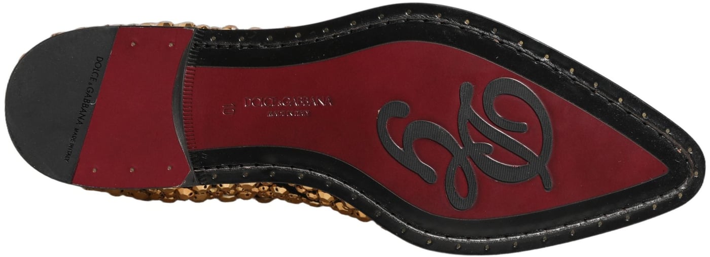 Dolce & Gabbana Gold Embellished Chelsea Ankle Boots Shoes