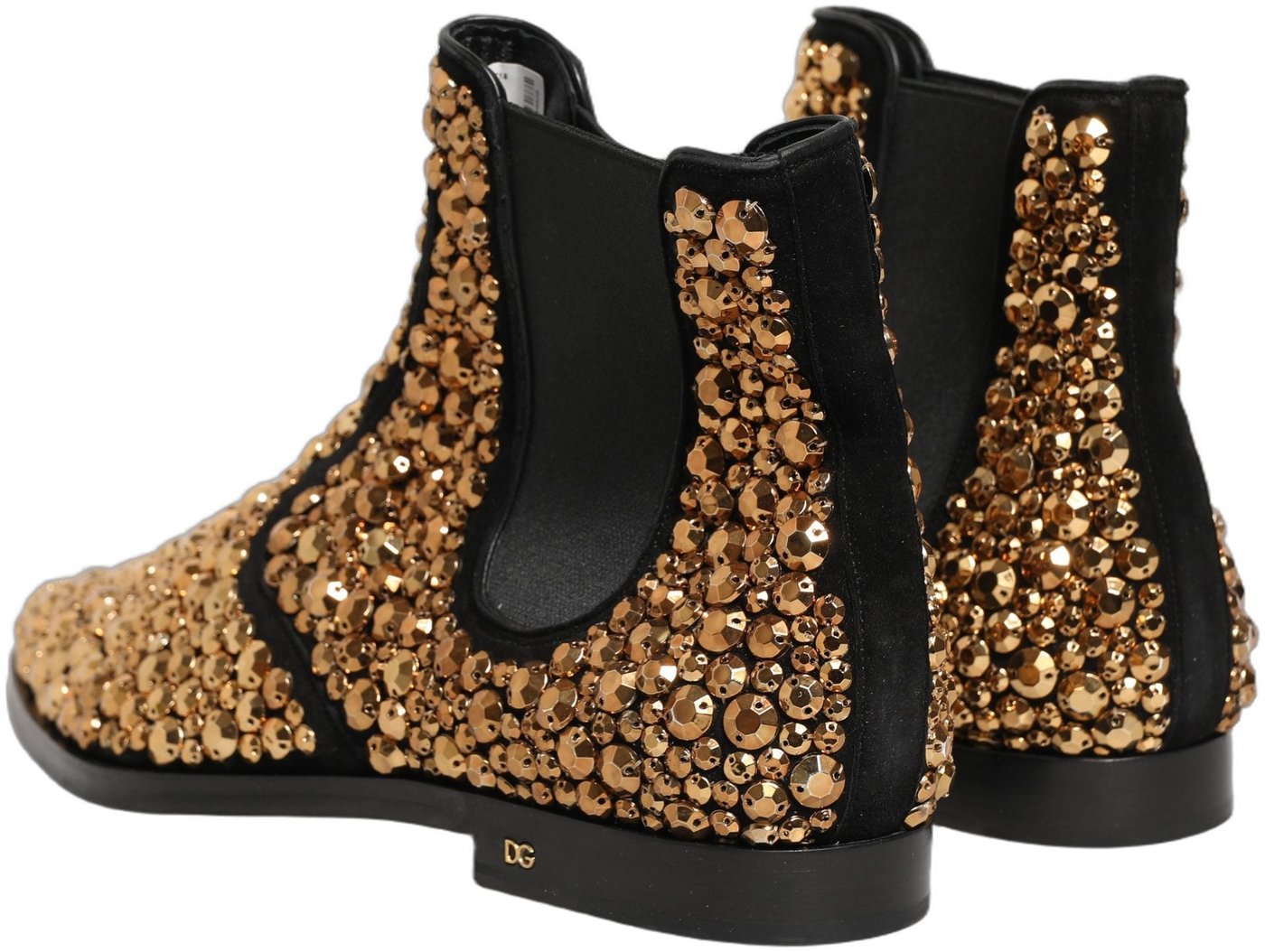 Dolce & Gabbana Gold Embellished Chelsea Ankle Boots Shoes