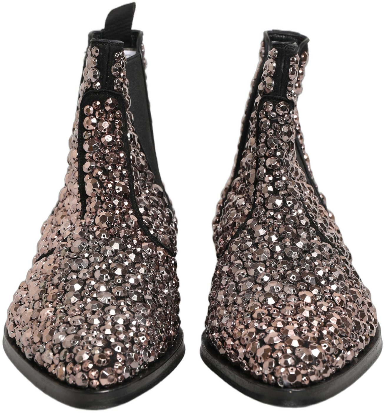 Dolce & Gabbana Silver Embellished Chelsea Ankle Boots Shoes