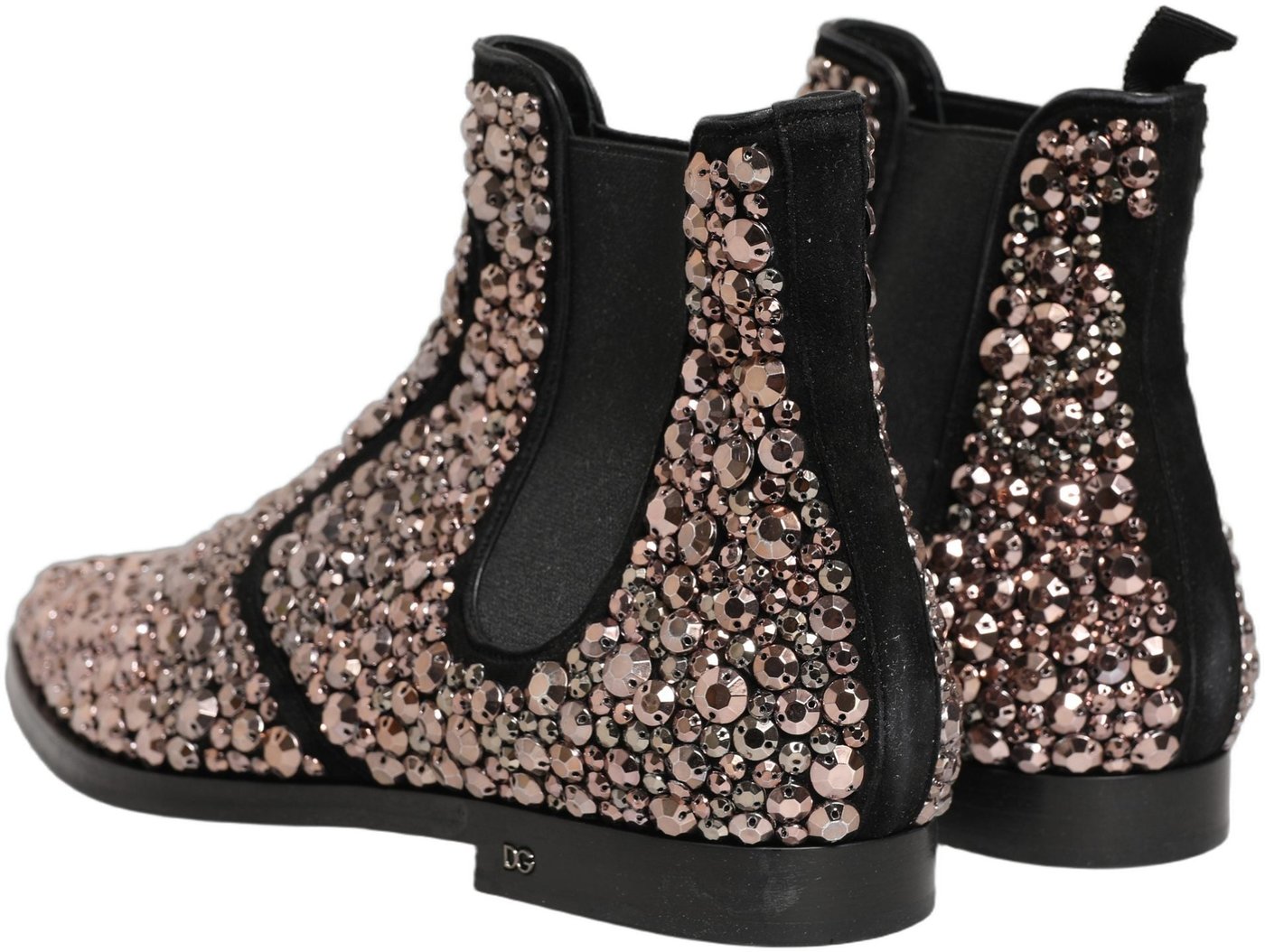 Dolce & Gabbana Silver Embellished Chelsea Ankle Boots Shoes