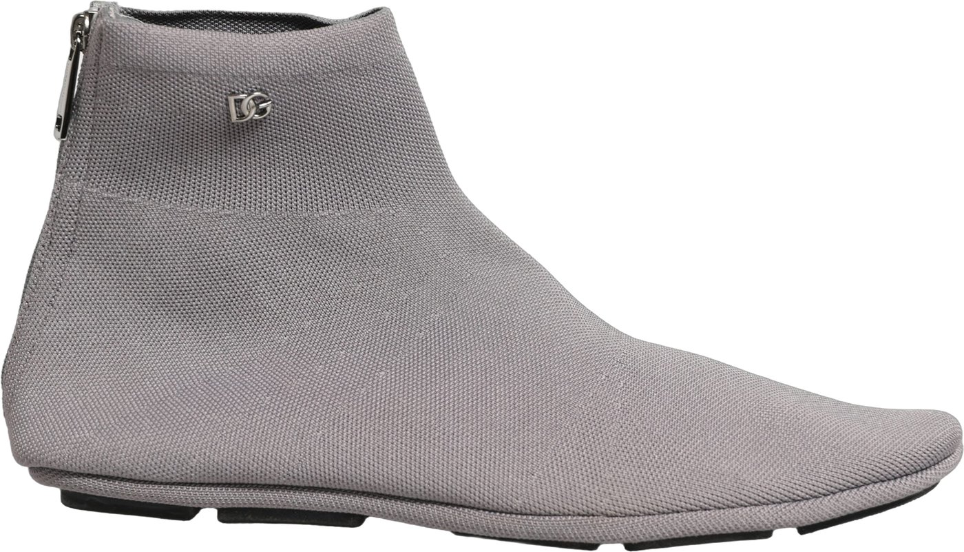 Dolce & Gabbana Gray Stretch Mesh Men Ankle Boots Shoes