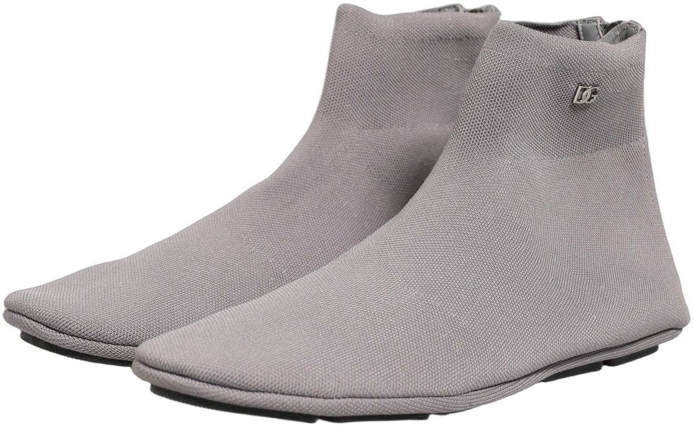 Dolce & Gabbana Gray Stretch Mesh Men Ankle Boots Shoes
