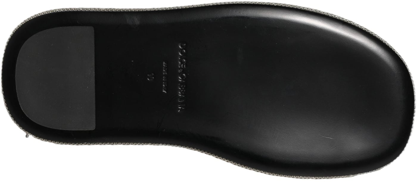 Dolce & Gabbana Black Crystal Embellished Platform Men Slides Shoes