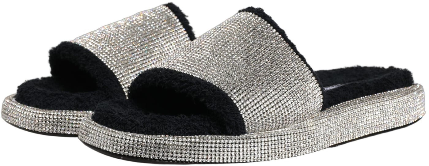 Dolce & Gabbana Black Crystal Embellished Platform Men Slides Shoes