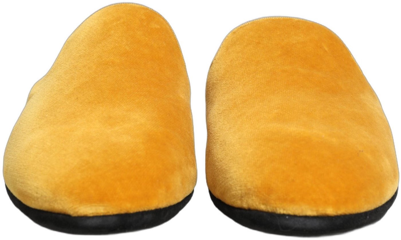 Dolce & Gabbana Yellow Suede Slides Flat Slipper Men Shoes