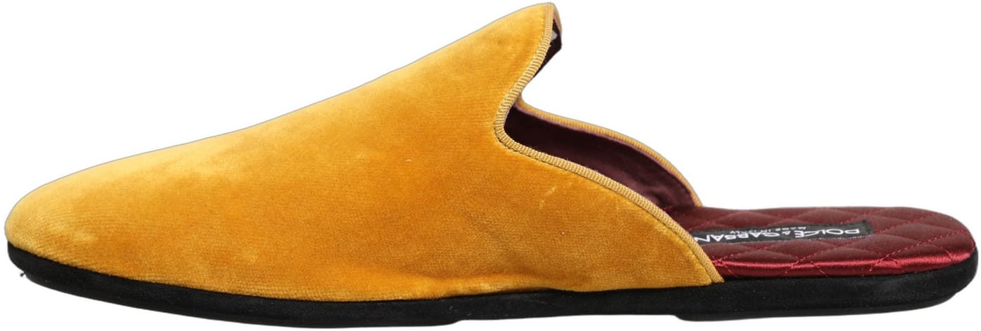 Dolce & Gabbana Yellow Suede Slides Flat Slipper Men Shoes