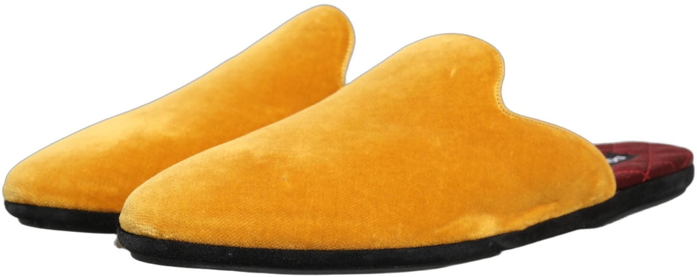 Dolce & Gabbana Yellow Suede Slides Flat Slipper Men Shoes