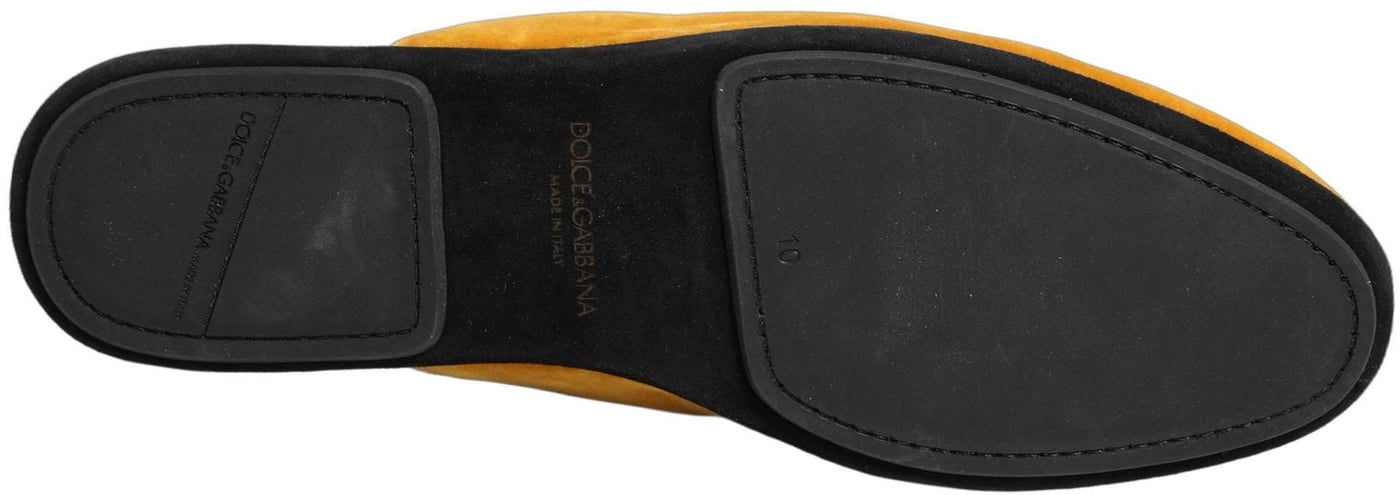 Dolce & Gabbana Yellow Suede Slides Flat Slipper Men Shoes