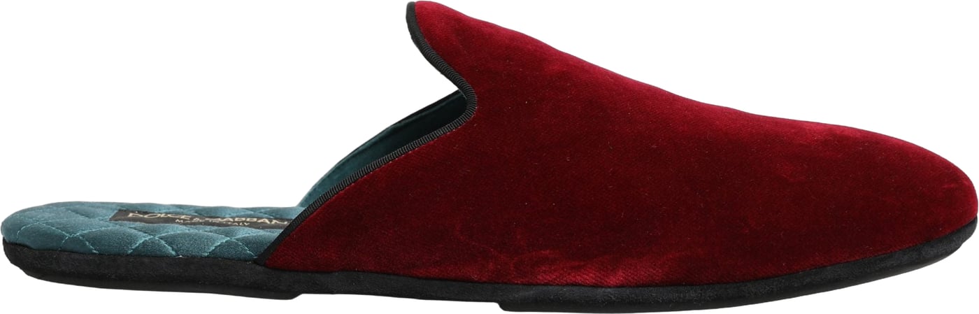Dolce & Gabbana Red Suede Slides Flat Slipper Men Shoes