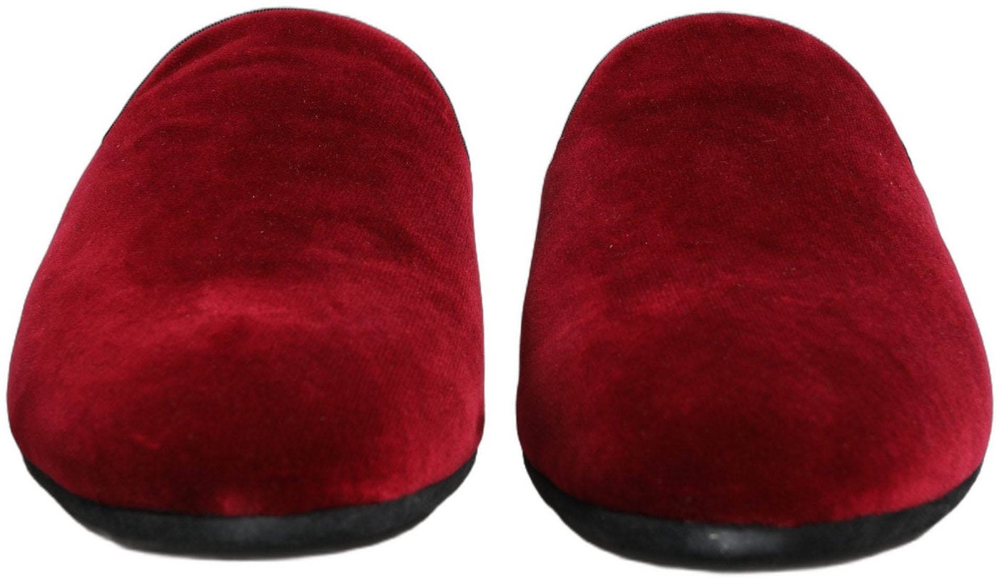 Dolce & Gabbana Red Suede Slides Flat Slipper Men Shoes