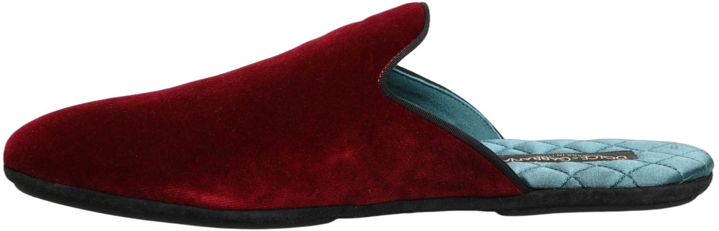 Dolce & Gabbana Red Suede Slides Flat Slipper Men Shoes