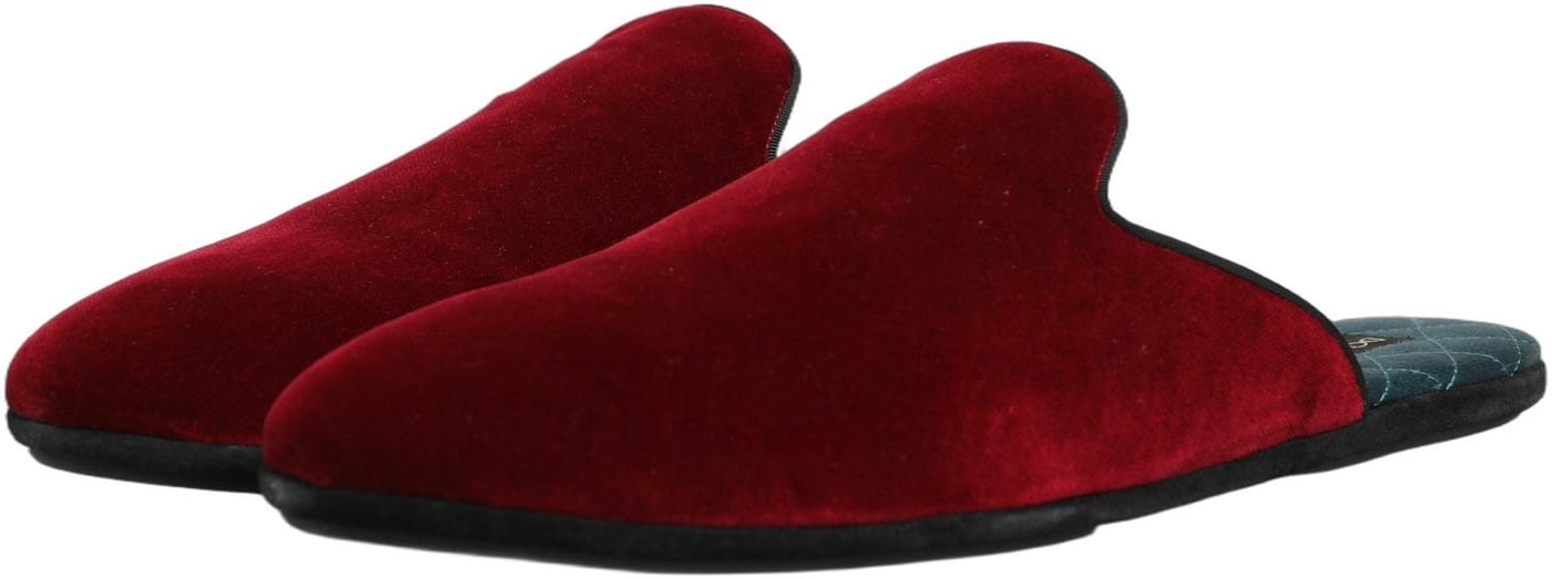 Dolce & Gabbana Red Suede Slides Flat Slipper Men Shoes