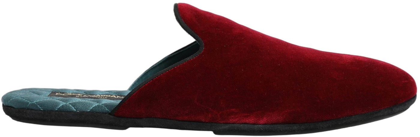 Dolce & Gabbana Red Suede Slides Flat Slipper Men Shoes