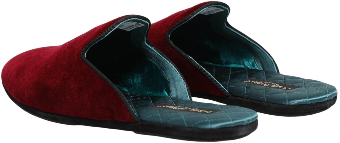 Dolce & Gabbana Red Suede Slides Flat Slipper Men Shoes