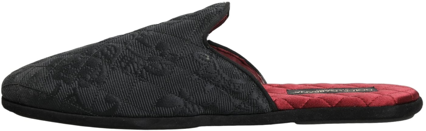 Dolce & Gabbana Black Floral Brocade Slides Slippers Shoes