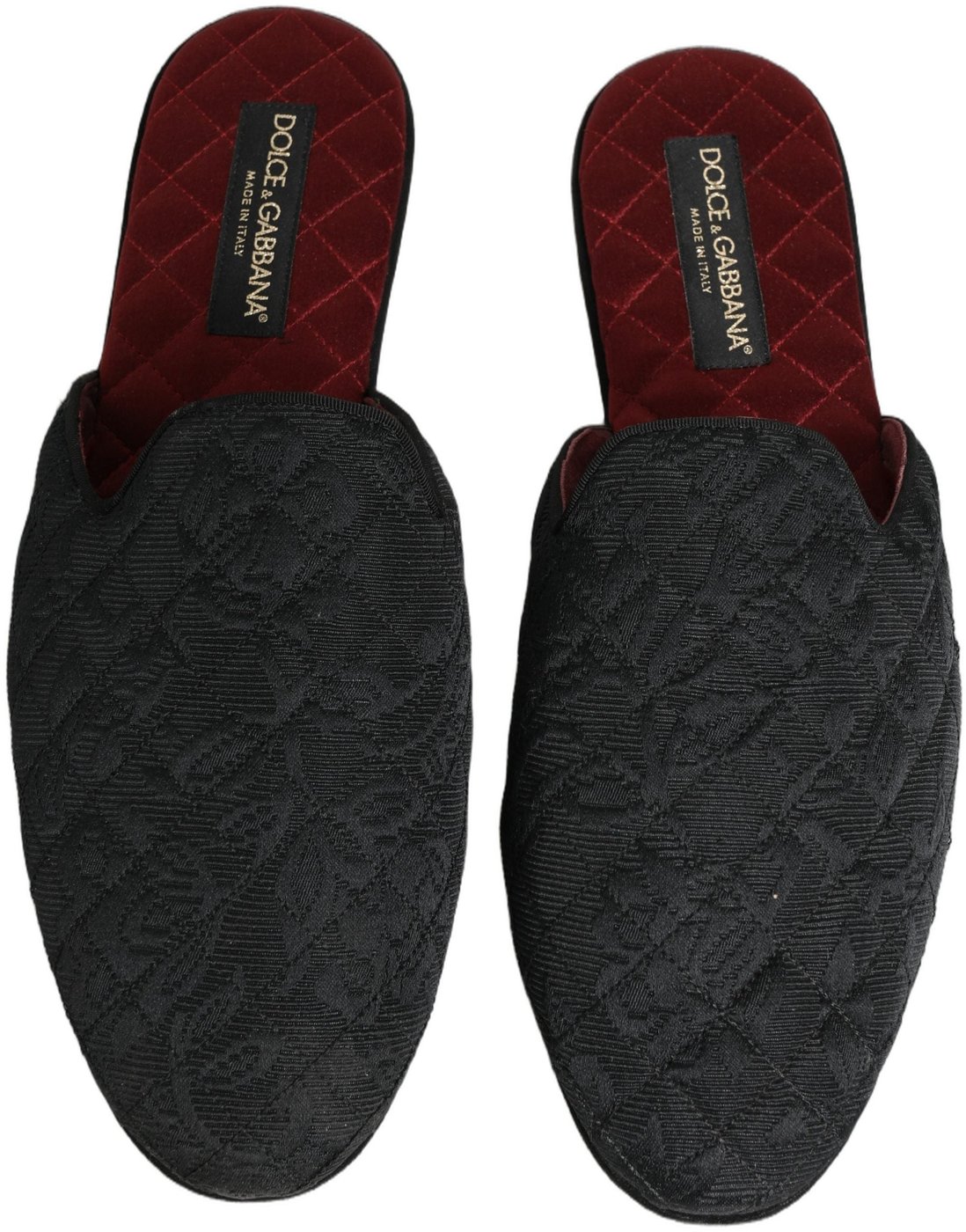 Dolce & Gabbana Black Floral Brocade Slides Slippers Shoes