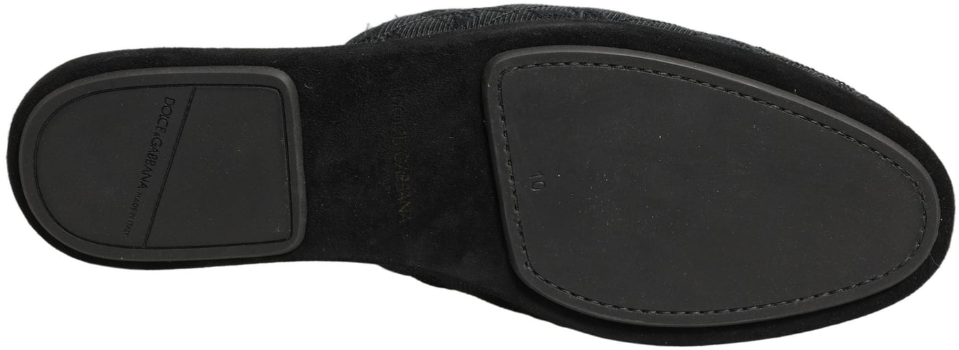 Dolce & Gabbana Black Floral Brocade Slides Slippers Shoes