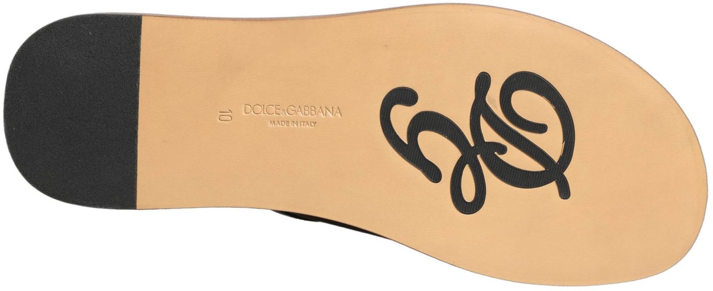 Dolce & Gabbana Brown Leather Slides Sandals Flats Men Shoes