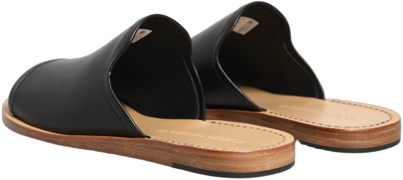 Dolce & Gabbana Brown Leather Slides Sandals Flats Men Shoes