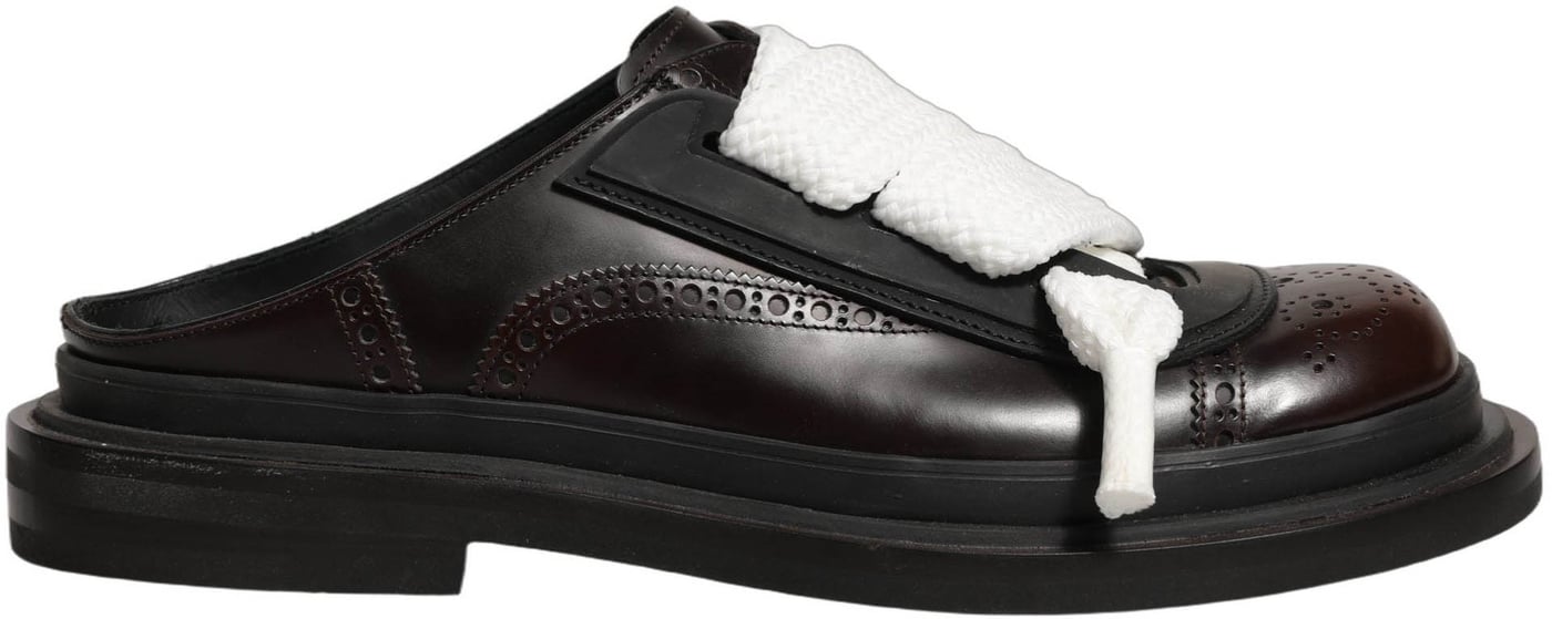 Dolce & Gabbana Brown Leather Slip On Flat Sandals Men Shoes