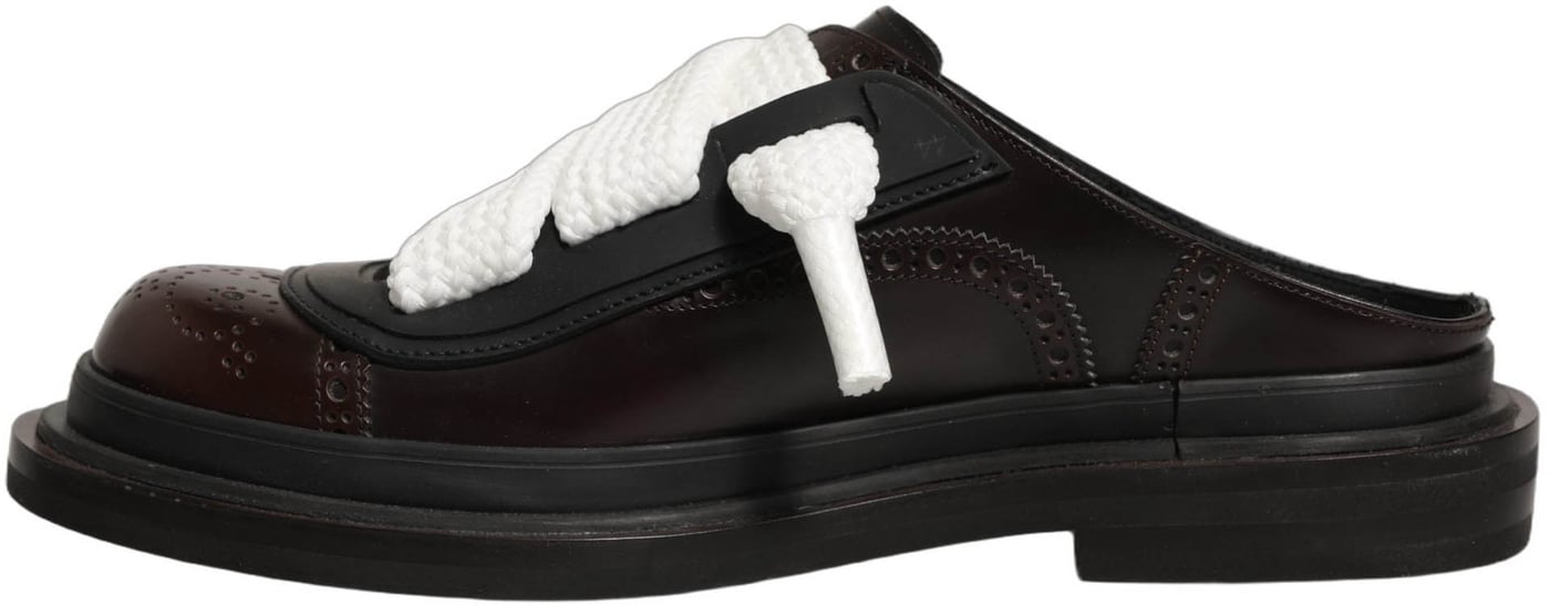 Dolce & Gabbana Brown Leather Slip On Flat Sandals Men Shoes