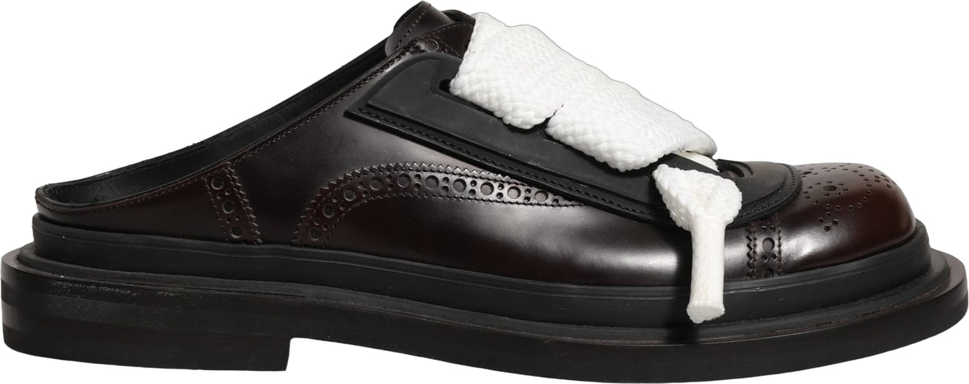 Dolce & Gabbana Brown Leather Slip On Flat Sandals Men Shoes