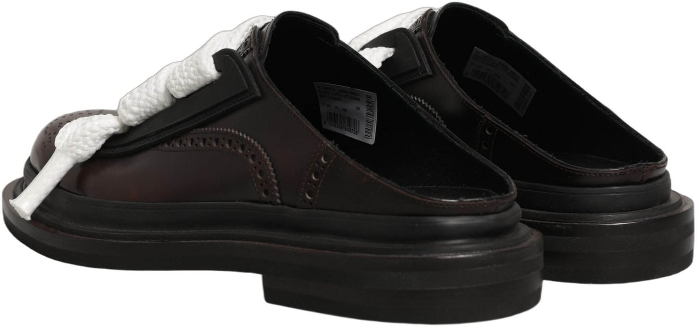 Dolce & Gabbana Brown Leather Slip On Flat Sandals Men Shoes