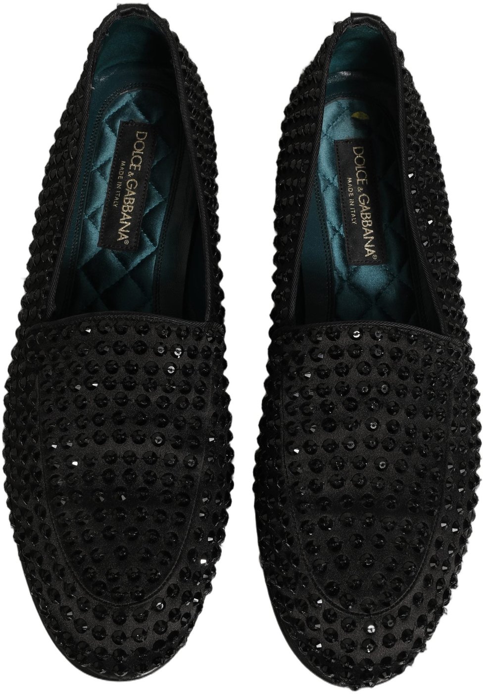 Dolce & Gabbana Black Rhinestone Embellished Loafers Shoes