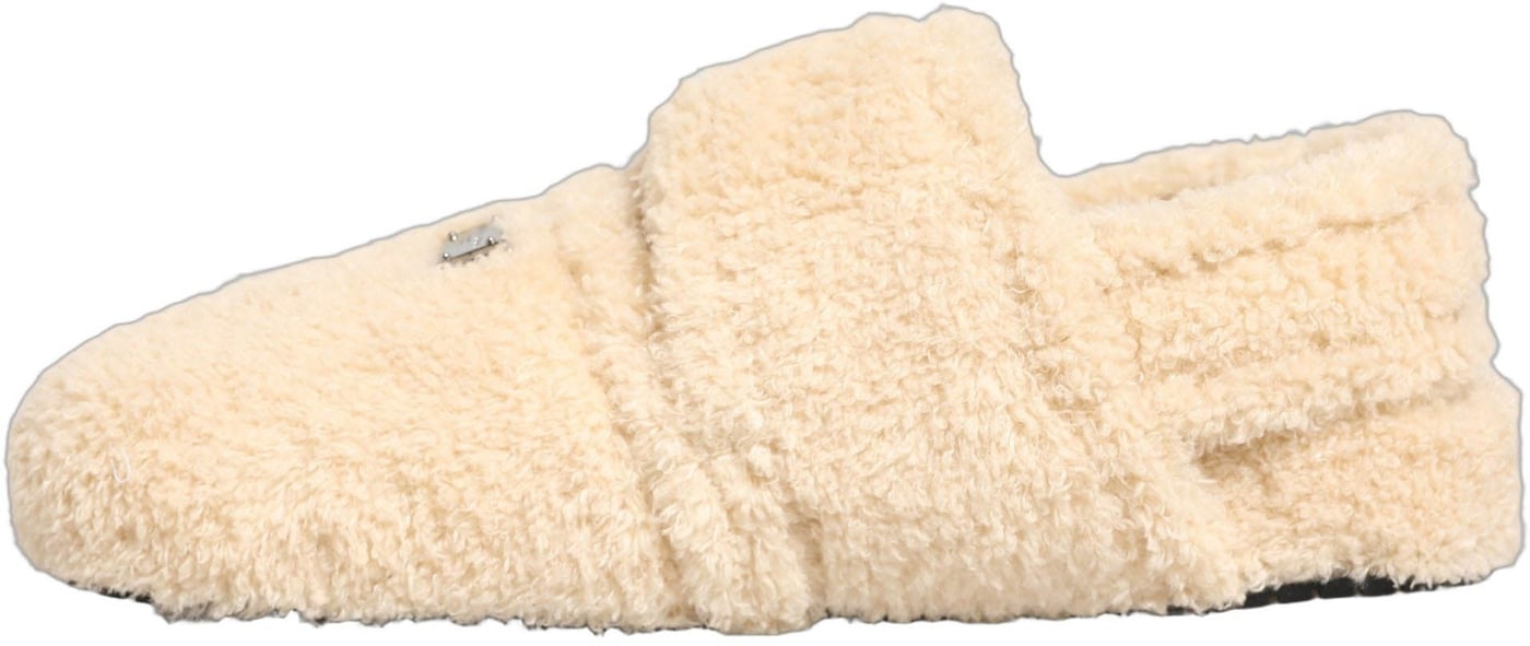 Dolce & Gabbana Beige Faux Fur Flats Men Slides Sandals Shoes