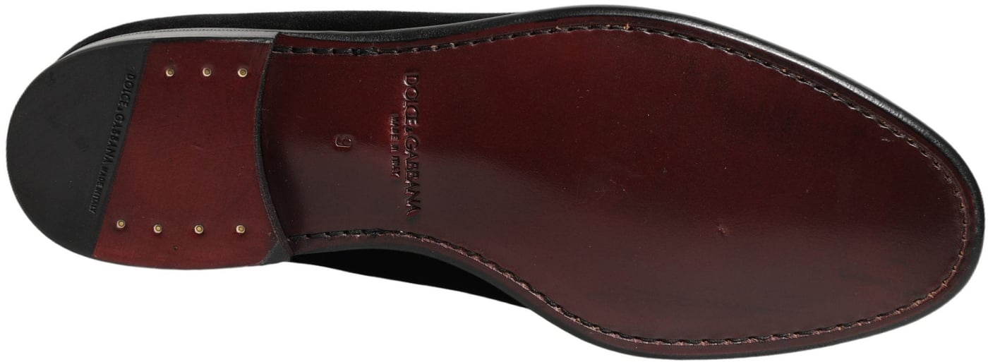 Dolce & Gabbana Black Velvet Loafers Formal Men Dress Shoes