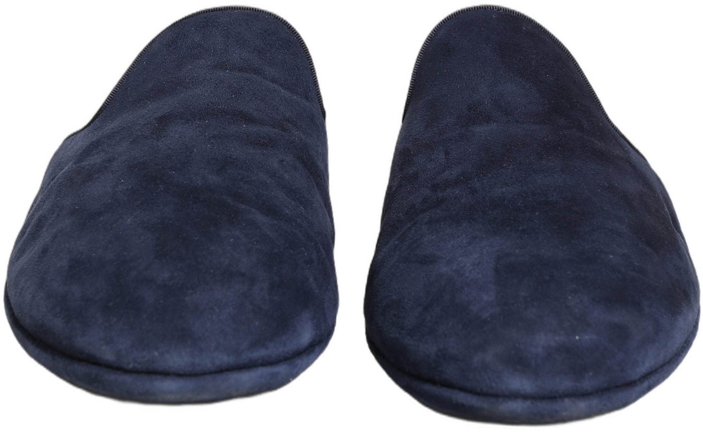 Dolce & Gabbana Blue Suede Slides Flat Slipper Men Shoes