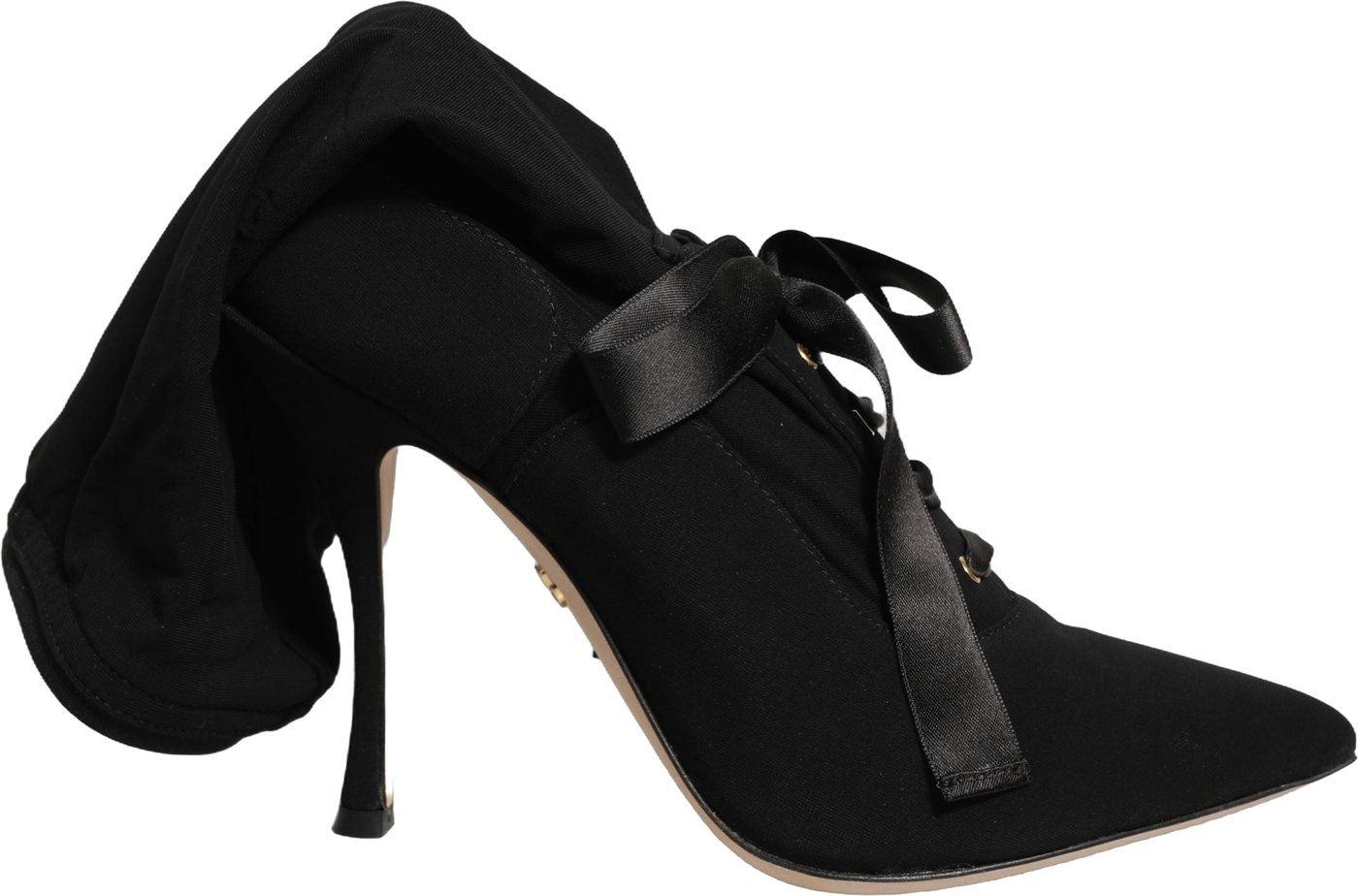 Dolce & Gabbana Black Stiletto Heels Mid Calf Boots Shoes