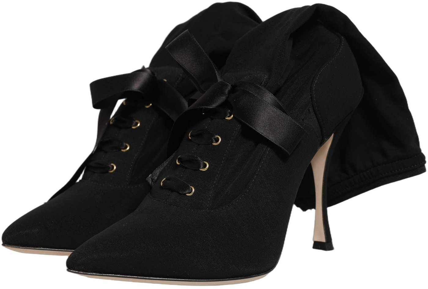 Dolce & Gabbana Black Stiletto Heels Mid Calf Boots Shoes