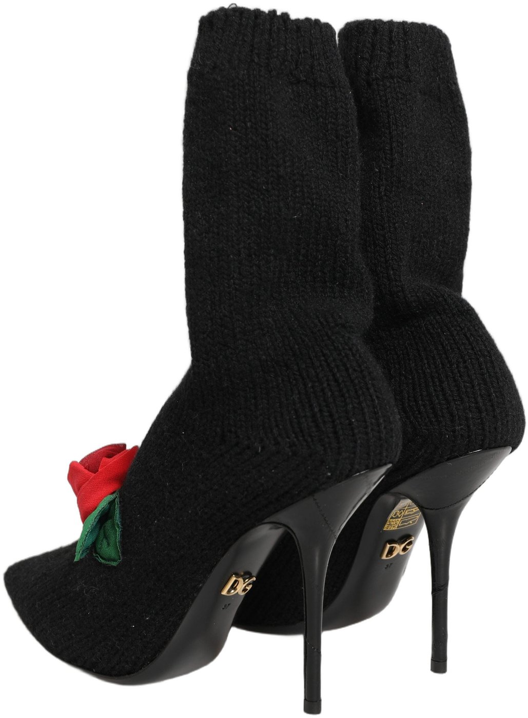 Dolce & Gabbana Black Stiletto Heels Mid Calf Boots Shoes