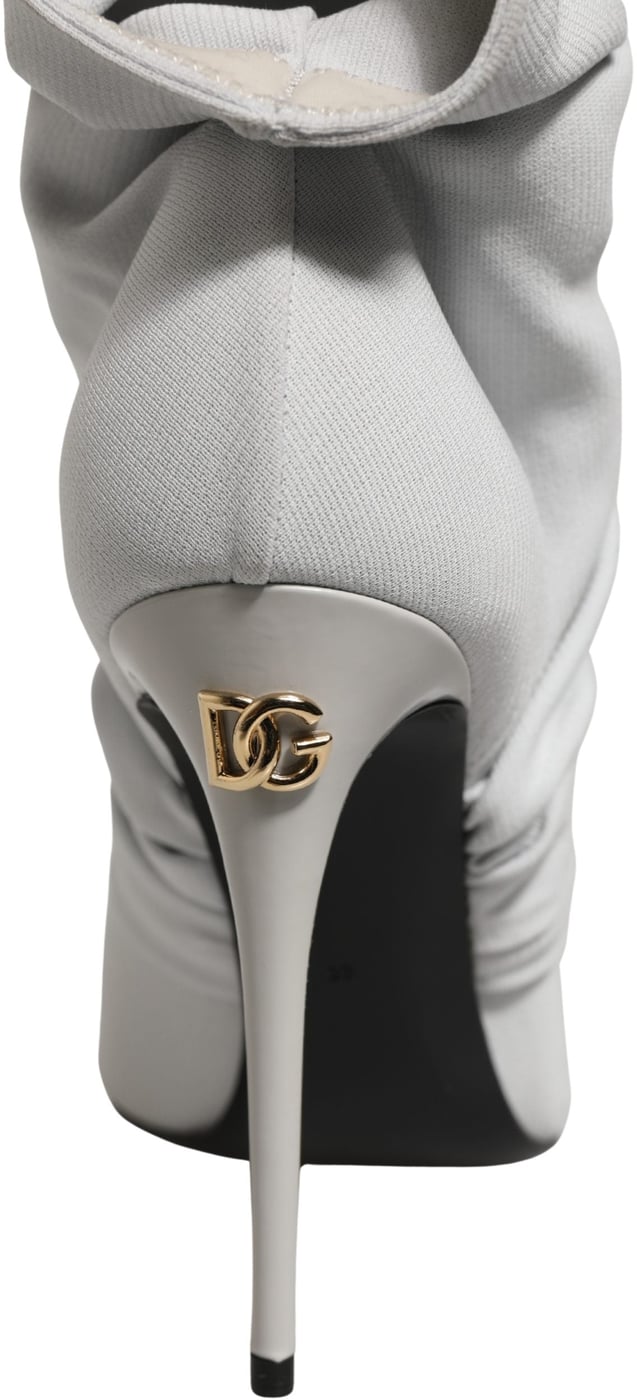 Dolce & Gabbana Gray Stretch Socks Heels Ankle Boots Shoes