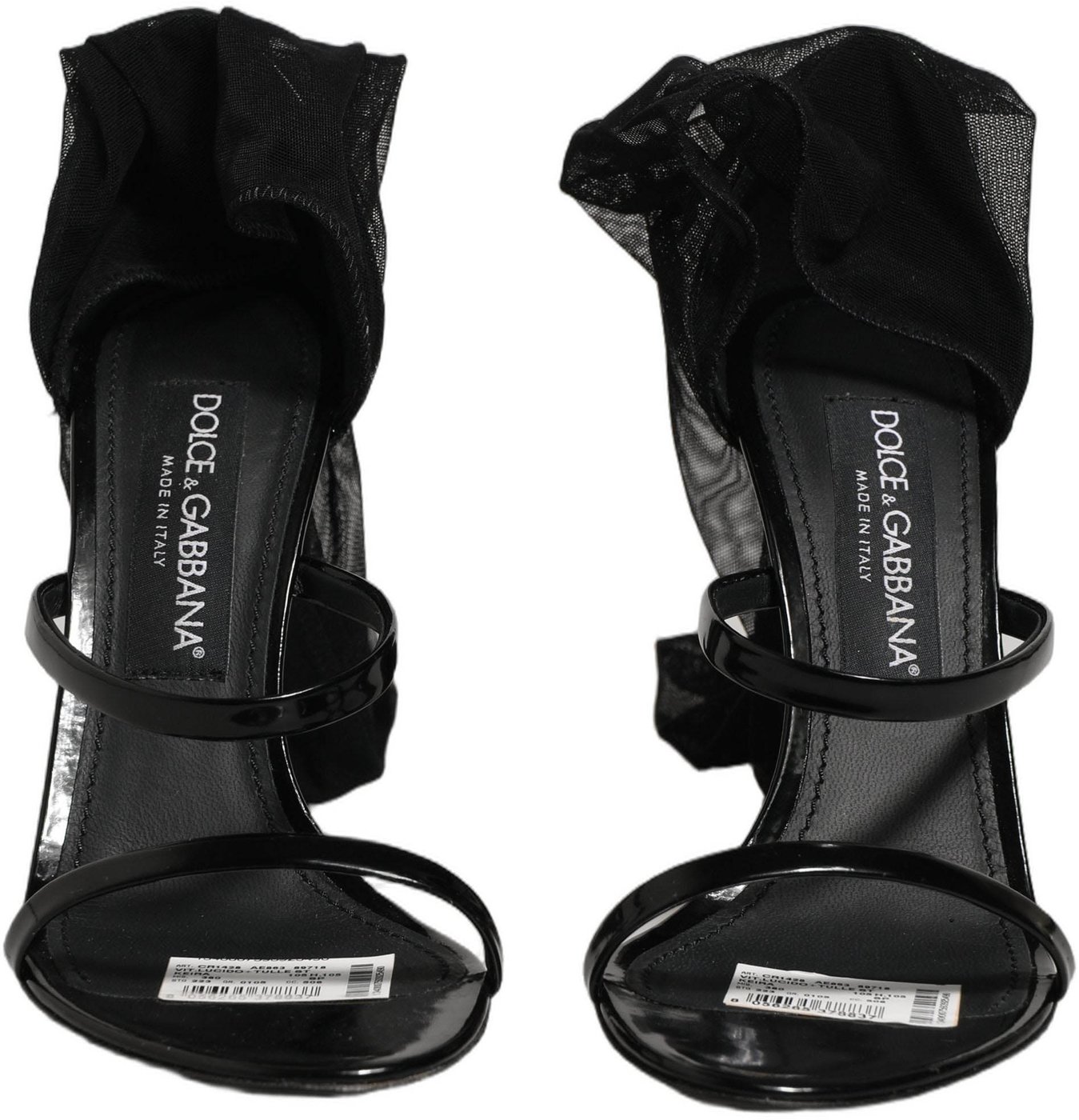 Dolce & Gabbana Stiletto Sandals Socks Knee High Boots Black
