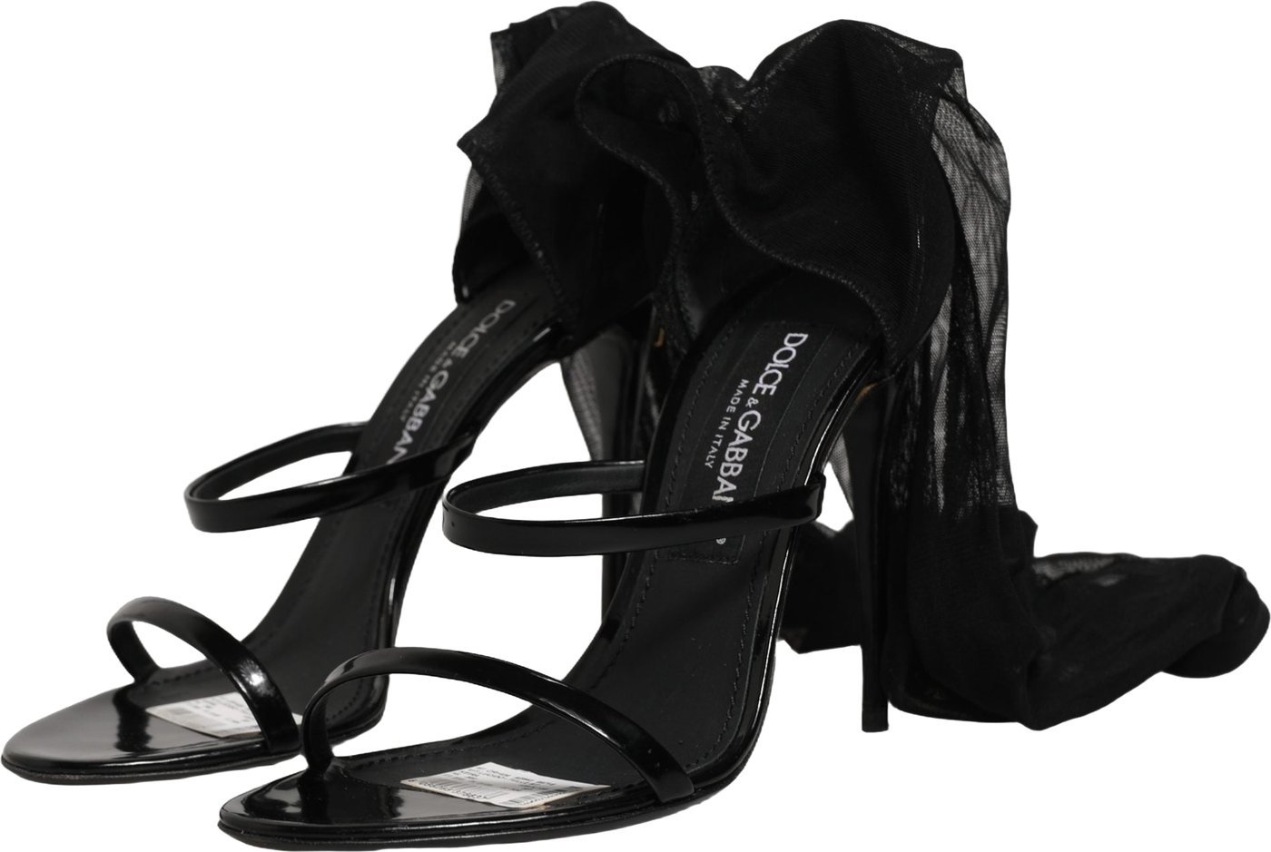 Dolce & Gabbana Stiletto Sandals Socks Knee High Boots Black
