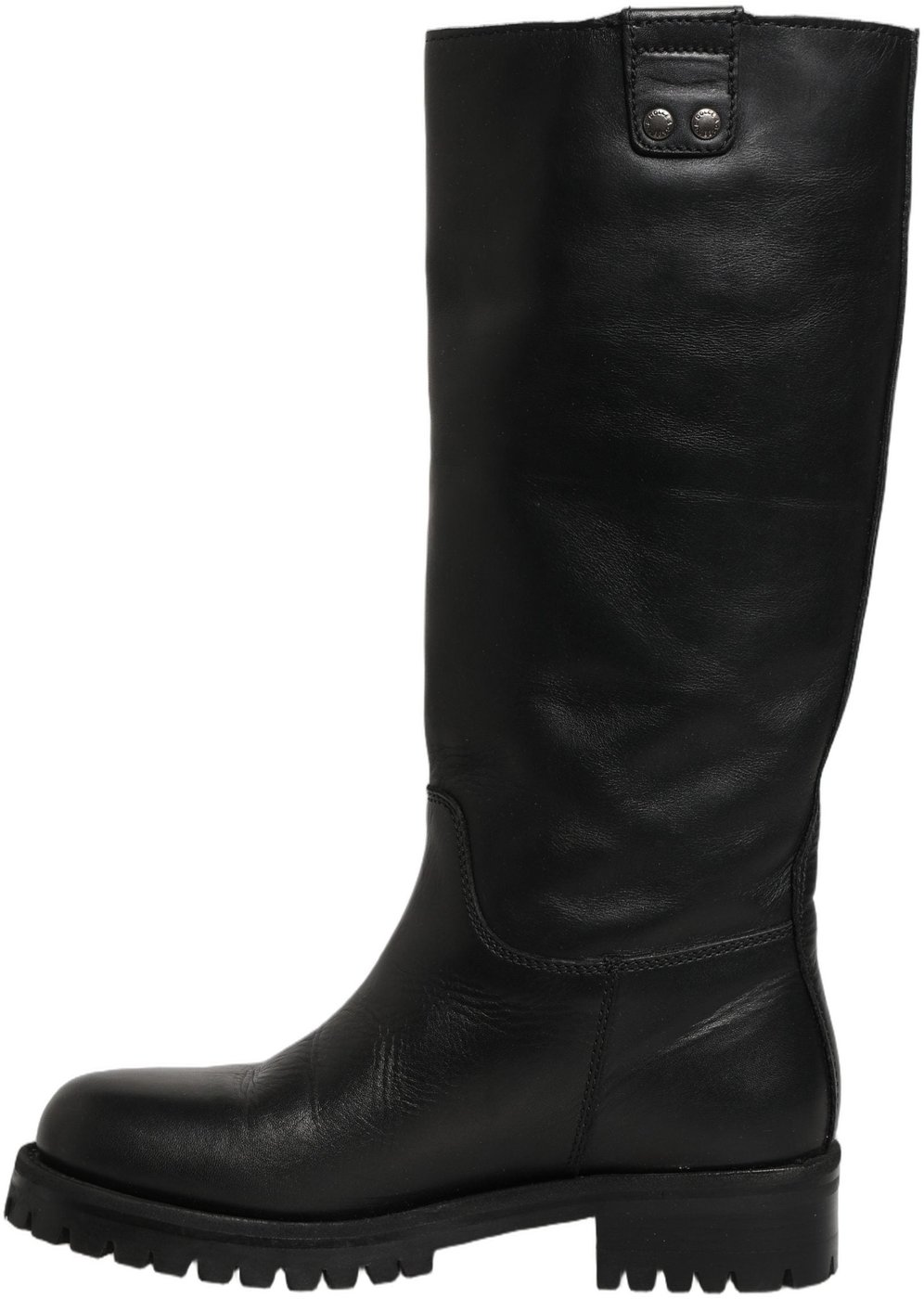 Dolce & Gabbana Black Leather Buckle Detail Mid Calf Boots Shoes