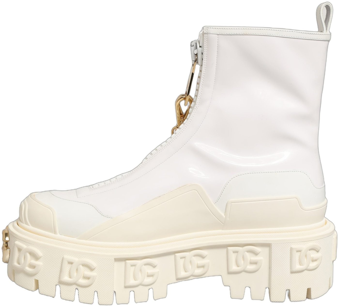 Dolce & Gabbana White Leather Rubber Logo Ankle Boots Shoes