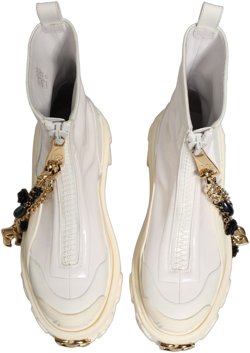 Dolce & Gabbana White Leather Rubber Logo Ankle Boots Shoes