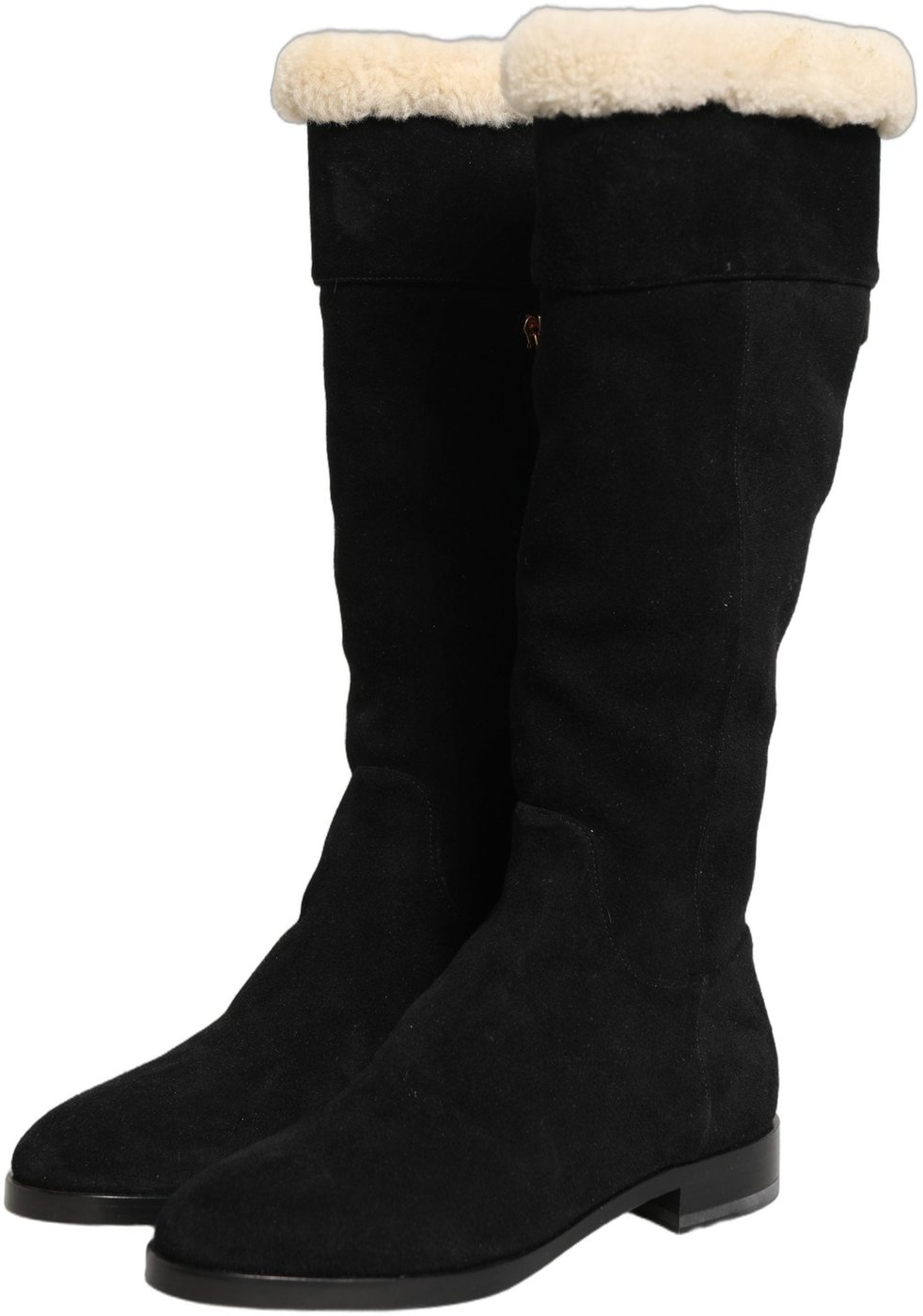Dolce & Gabbana Suede Leather Knee High Boots Black